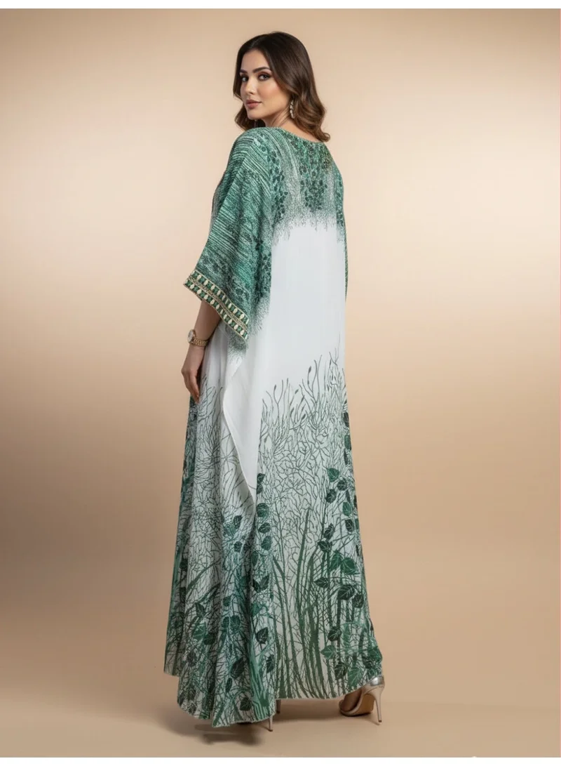 Alaya Hand Embroidered Chikankari Chiffon Kaftan-AL3851